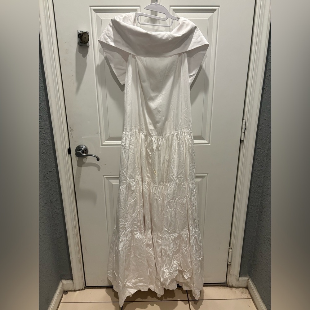 Andres Otalora Exclusive Totora Tiered Cotton Off-The-Shoulder Maxi Dress - Picture 6 of 7